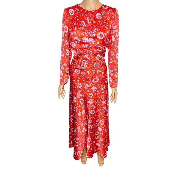J. Crew Featherweight satin midi Dress size 6 Poppy fields Glam Floral Formal - Picture 2 of 13